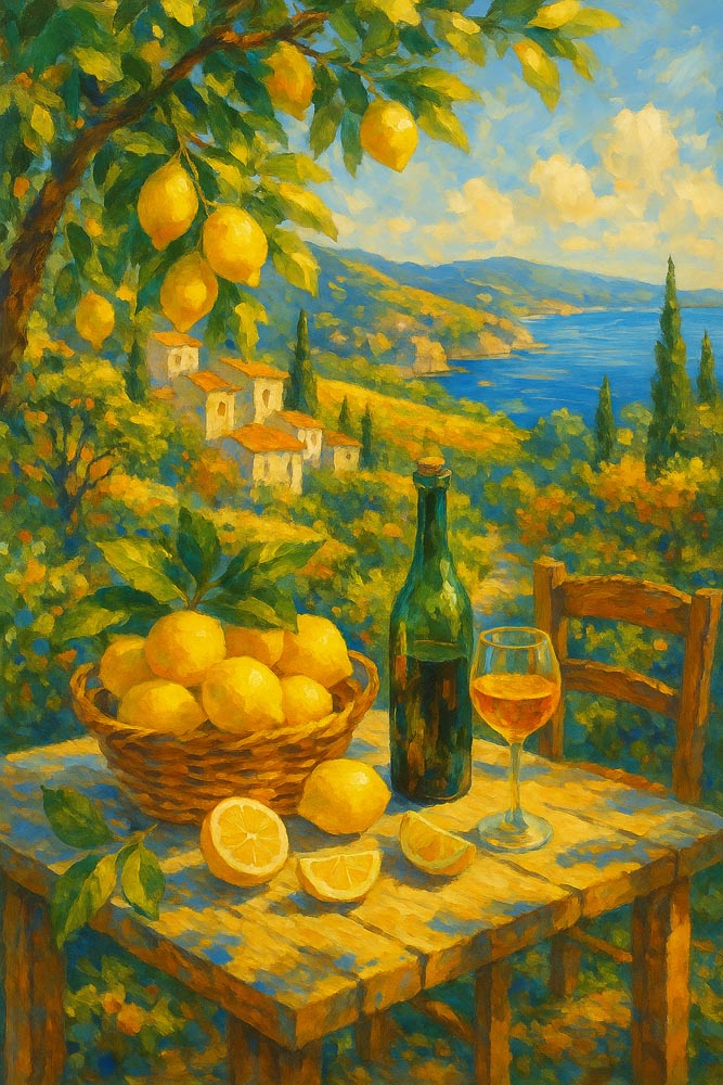 
Diamond Painting - Oranges with a View – Amalfi Morning Still Life
