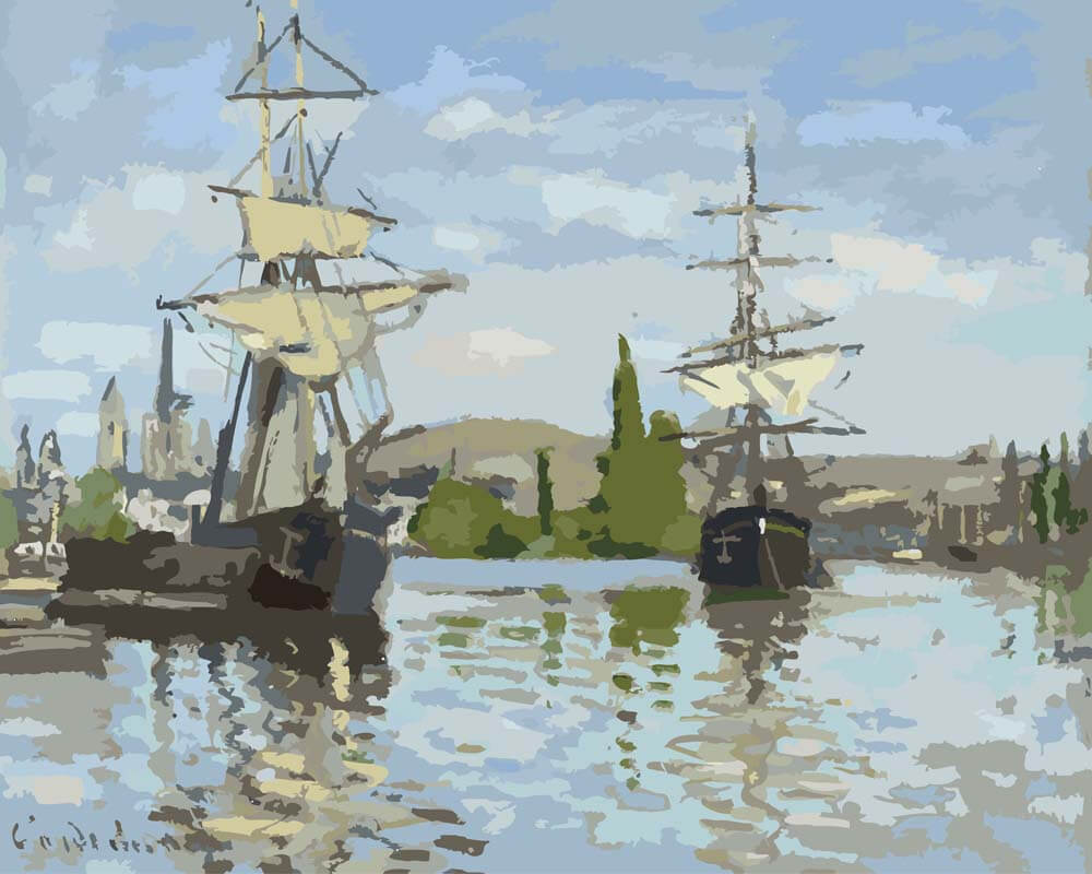 
Boats on the Seine at Rouen – Claude Monet diamond painting kit
