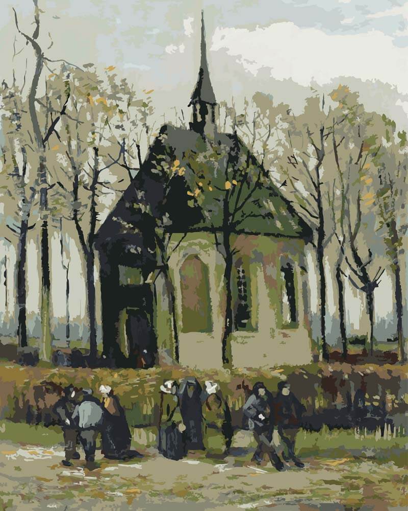 Diamond Painting - Congregation Leaving the Reformed Church in Nuenen | Vincent van Gogh