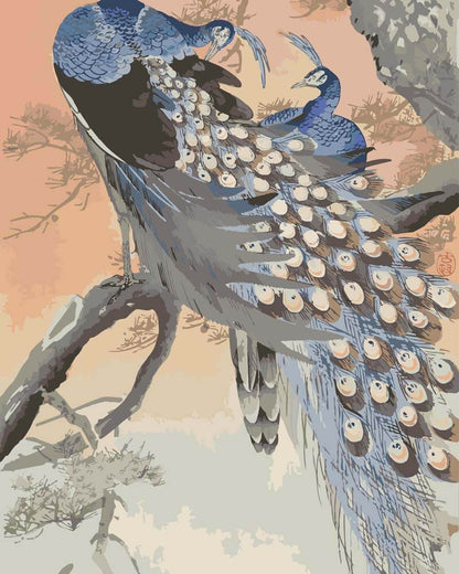 Diamond Painting - Two Peacocks on a Branch | Ohara Koson