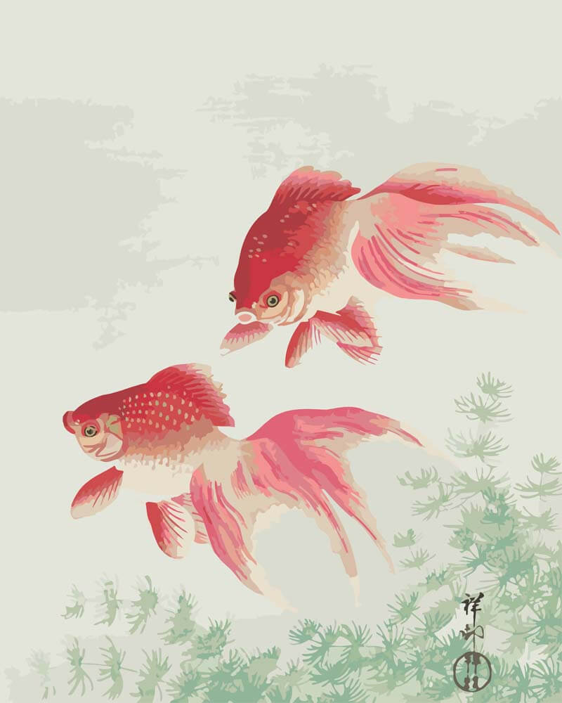 
Two Veiltail Goldfish – Ohara Koson diamond painting kit