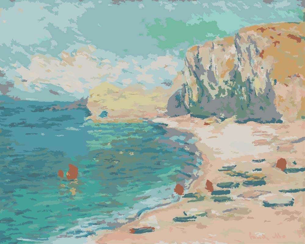 Diamond Painting - Étretat, The Beach and the Falaise d'Amont | Claude Monet