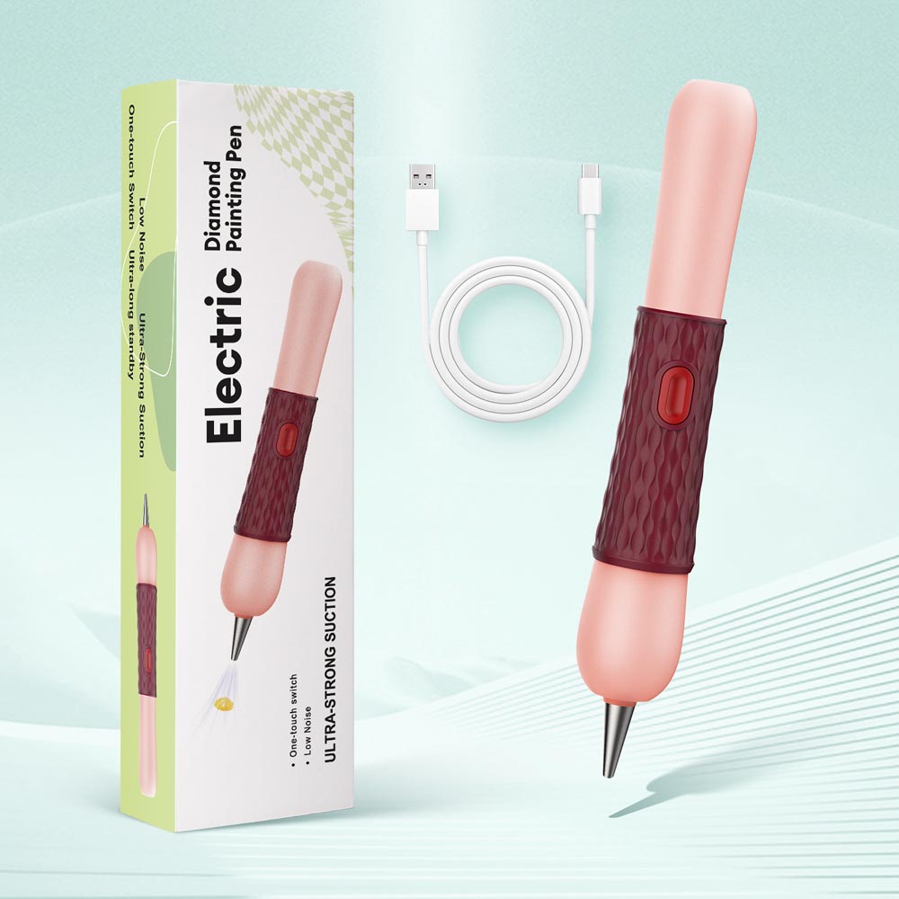 
Peach_Burgundy - Electric Diamond Painting Pen – SilentPro™ – Ultra-Quiet, Rechargeable, and Adhesive-Free