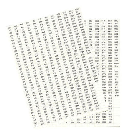 Diamond Painting - Pre-Printed DMC Color Code Label Stickers (2 Sheets, 890 Labels)
