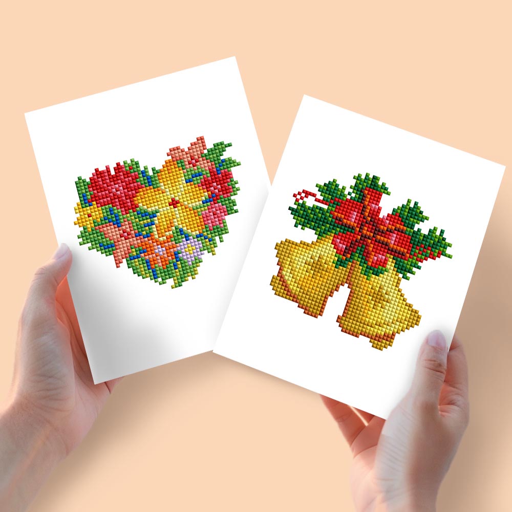 Diamond Painting - 2 Mini-Paintings | Festive Love & Bells