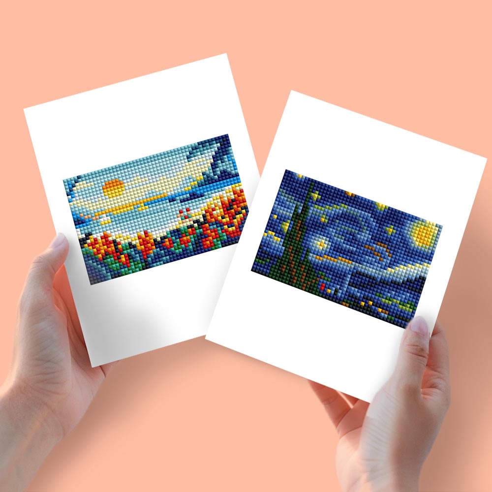 Diamond Painting - 2 Mini-Paintings | Day & Night Skies