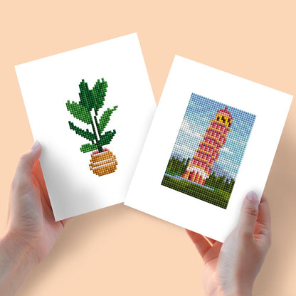 Diamond Painting - 2 Mini-Paintings | Plant & Fantasy Tower