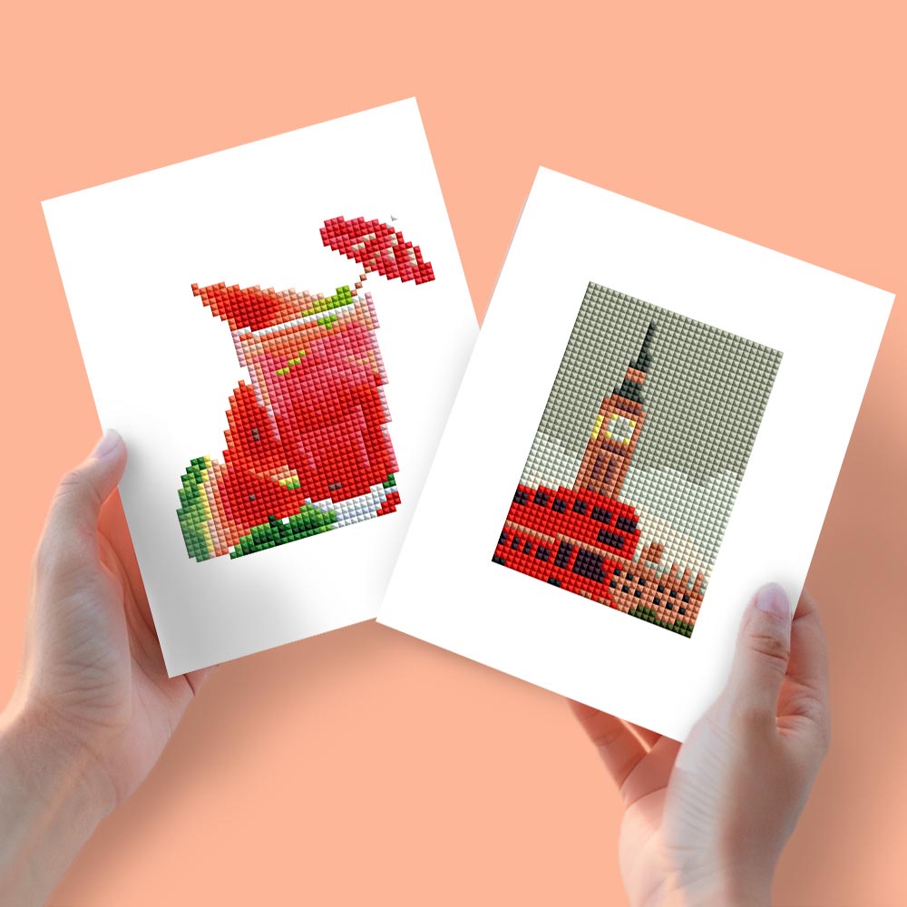 Diamond Painting - 2 Mini-Paintings | Watermelon Cocktail & Big Ben