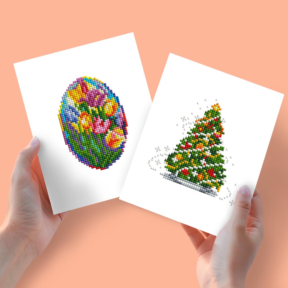 
Diamond Painting - 2 Mini-Paintings | Easter Egg & Christmas Tree