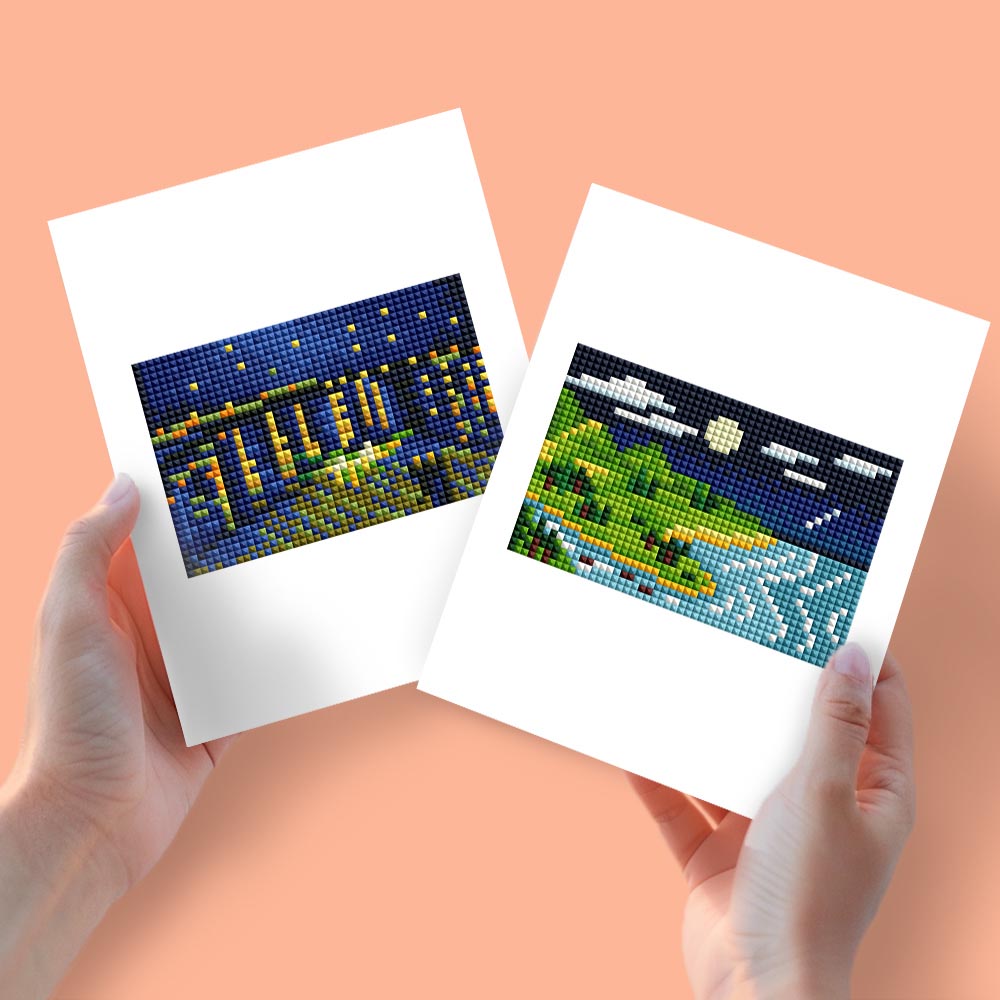 
Diamond Painting - 2 Mini-Paintings | Night Bridge & Moonlit Coast
