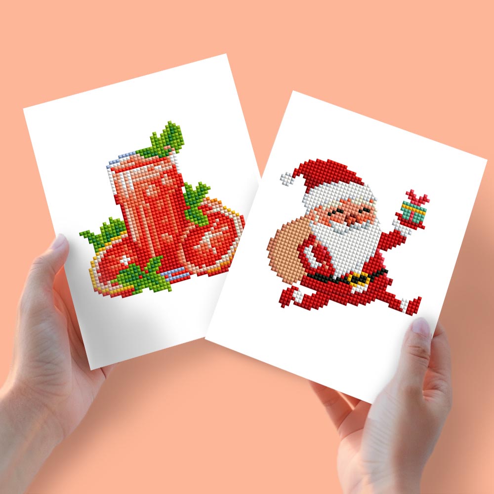 
Diamond Painting - 2 Mini-Paintings | Christmas Drink & Santa Claus