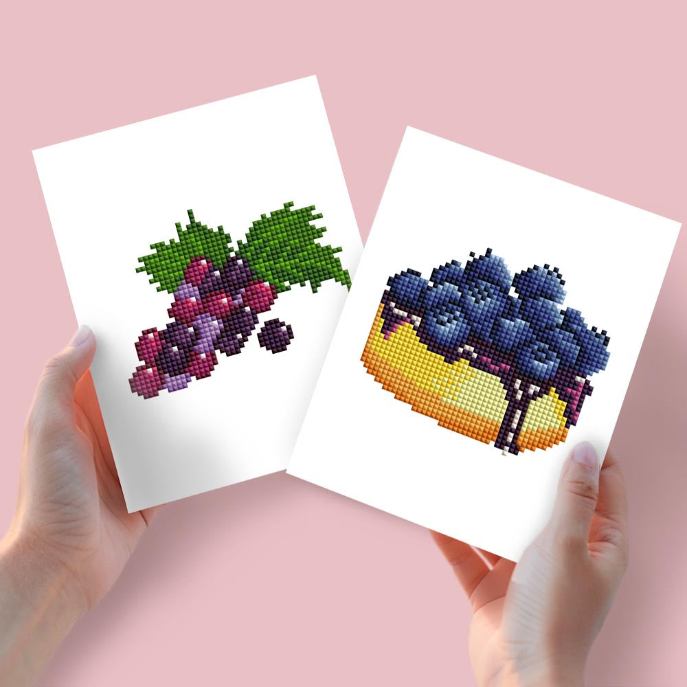 
Diamond Painting - 2 Mini-Paintings | Grapes & Blueberry Tart