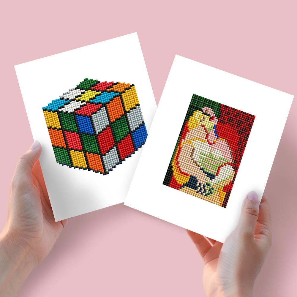 
Diamond Painting - 2 Mini-Paintings | Rubik's Cube & Abstract Portrait