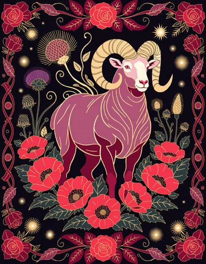 Diamond Painting - Zodiac Aries - Ruby Ram Awakening