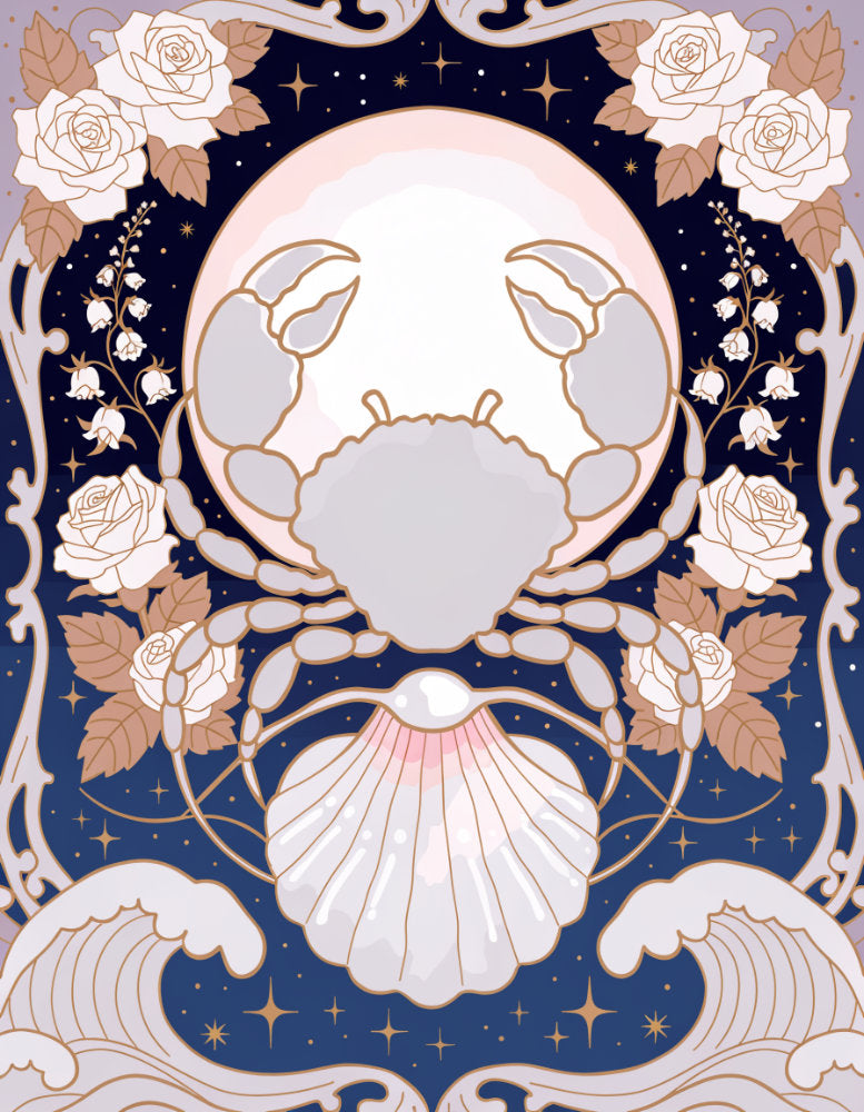 Diamond Painting - Zodiac Cancer - Pearl Tide Embrace