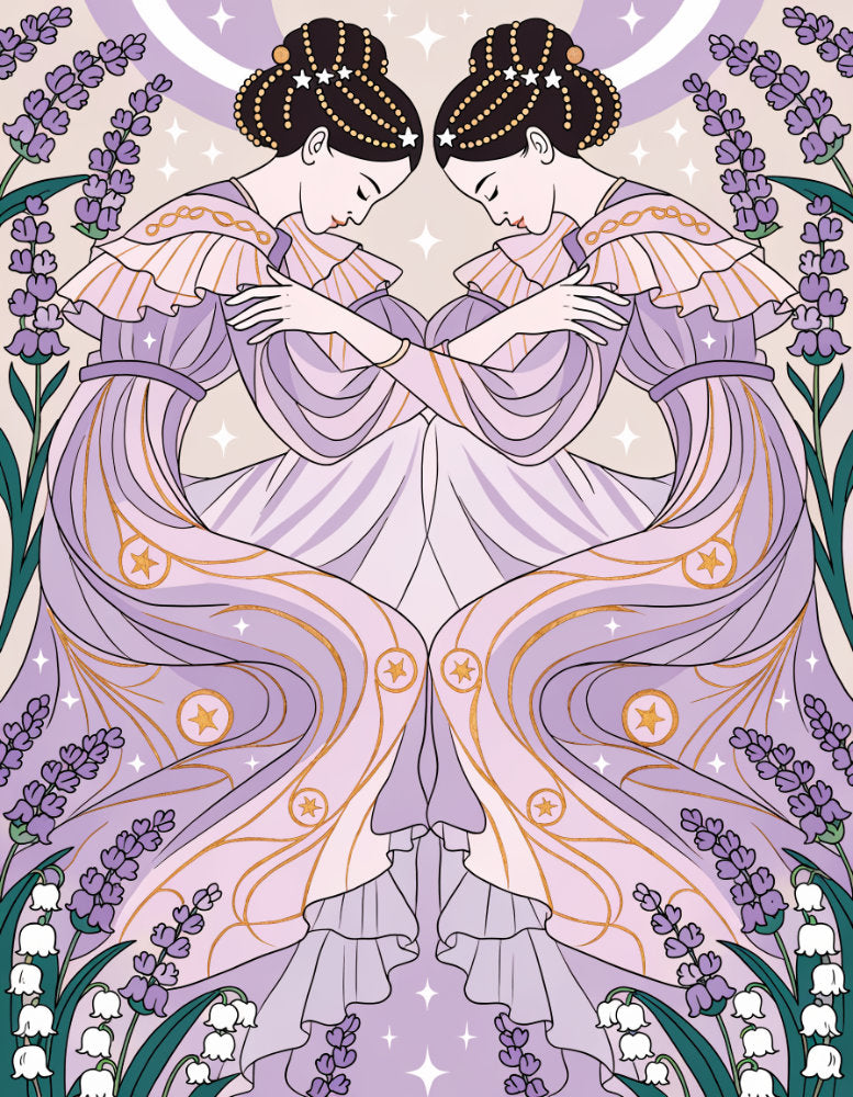 Diamond Painting - Zodiac Gemini - Moonlit Twins Grace