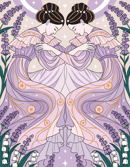 Diamond Painting - Zodiac Gemini - Moonlit Twins Grace