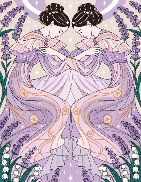 Diamond Painting - Zodiac Gemini - Moonlit Twins Grace