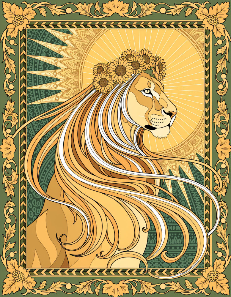 Diamond Painting - Zodiac Leo - Golden Mane Radiance