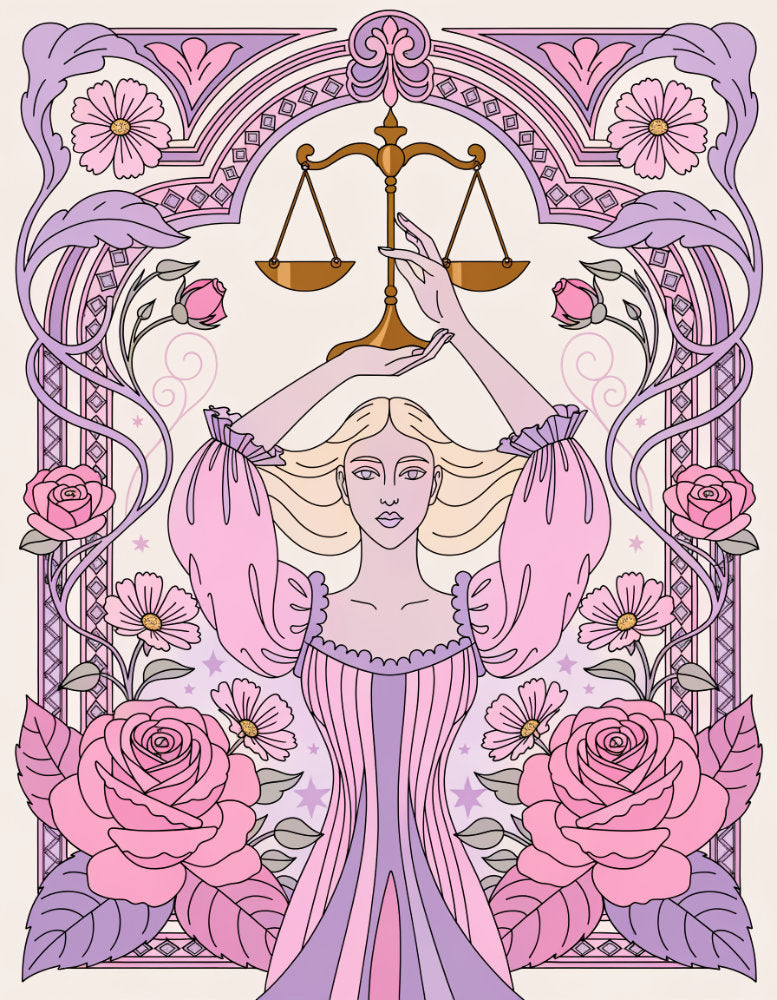 Diamond Painting - Zodiac Libra - Rose Balance Harmony