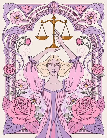 Diamond Painting - Zodiac Libra - Rose Balance Harmony