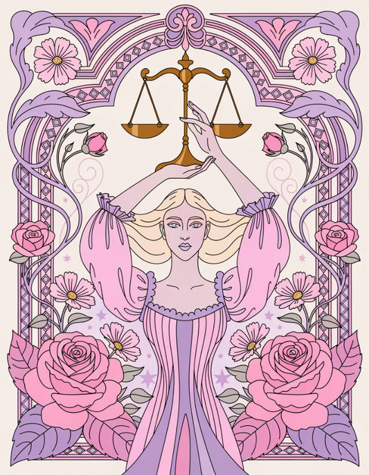 Diamond Painting - Zodiac Libra - Rose Balance Harmony