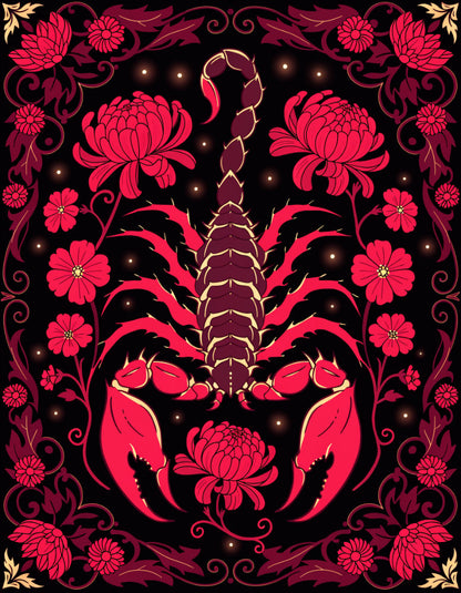 Diamond Painting - Zodiac Scorpio - Wine & Gold Secret