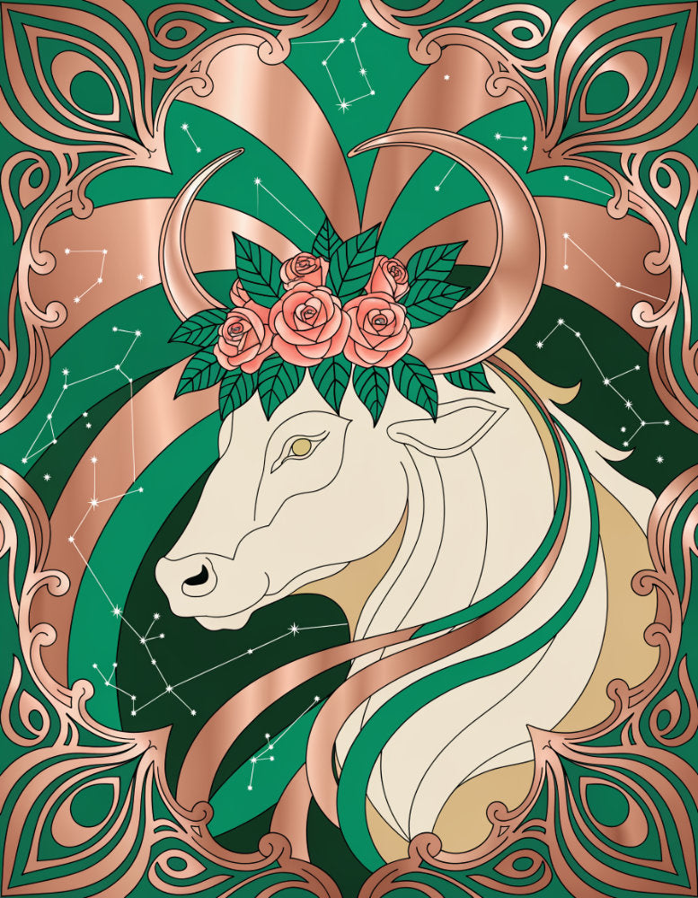 Diamond Painting - Zodiac Taurus - Rose Gold Garden of Strength