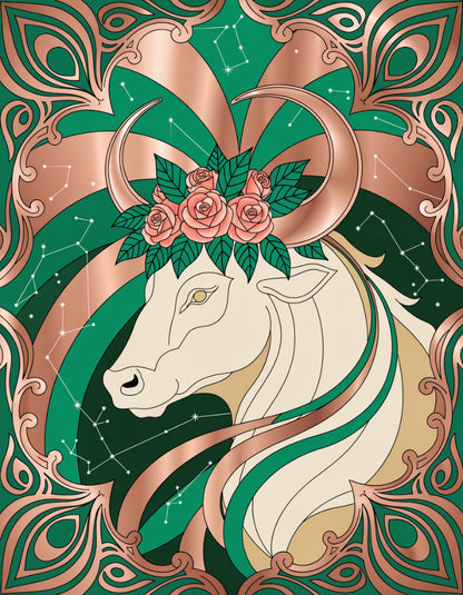 Diamond Painting - Zodiac Taurus - Rose Gold Garden of Strength