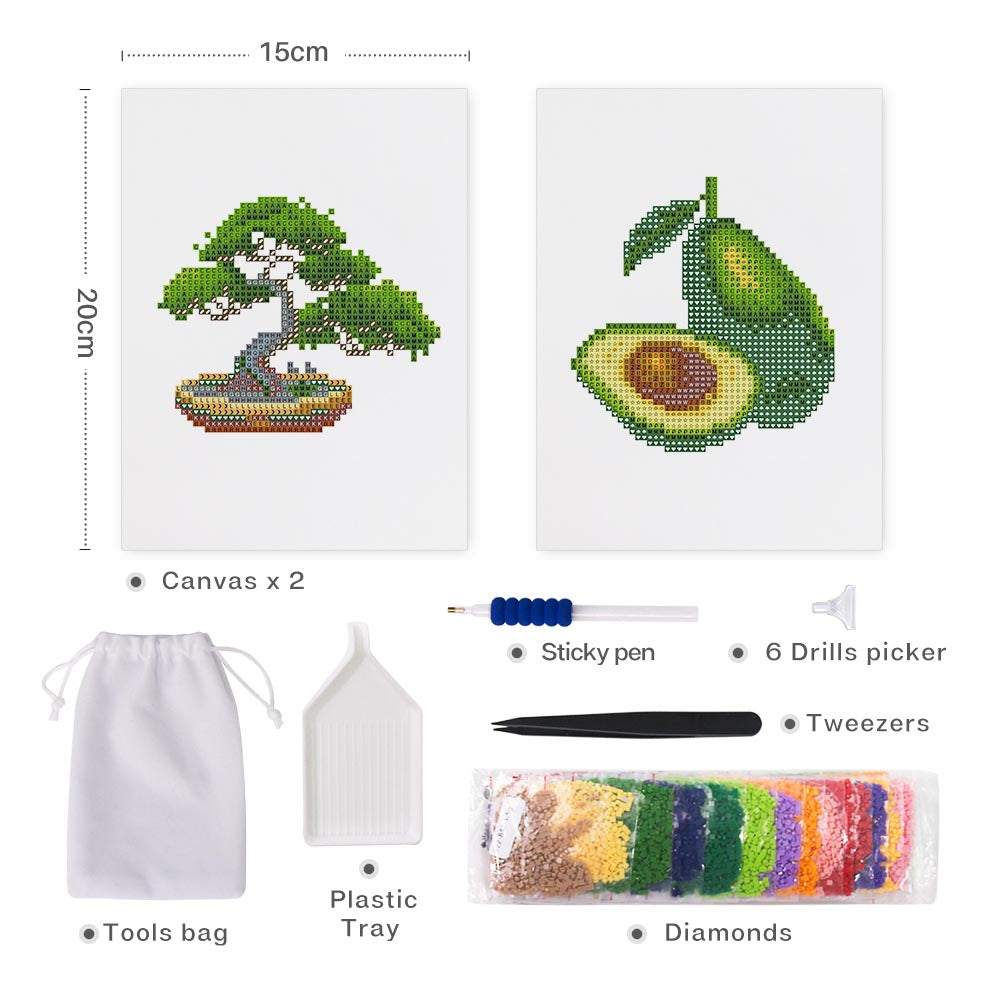Diamond Painting - 2 Mini-Paintings | Zen & Green