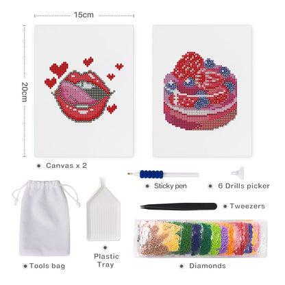 Diamond Painting - 2 Mini-Paintings | Sweet Love & Berry Bliss