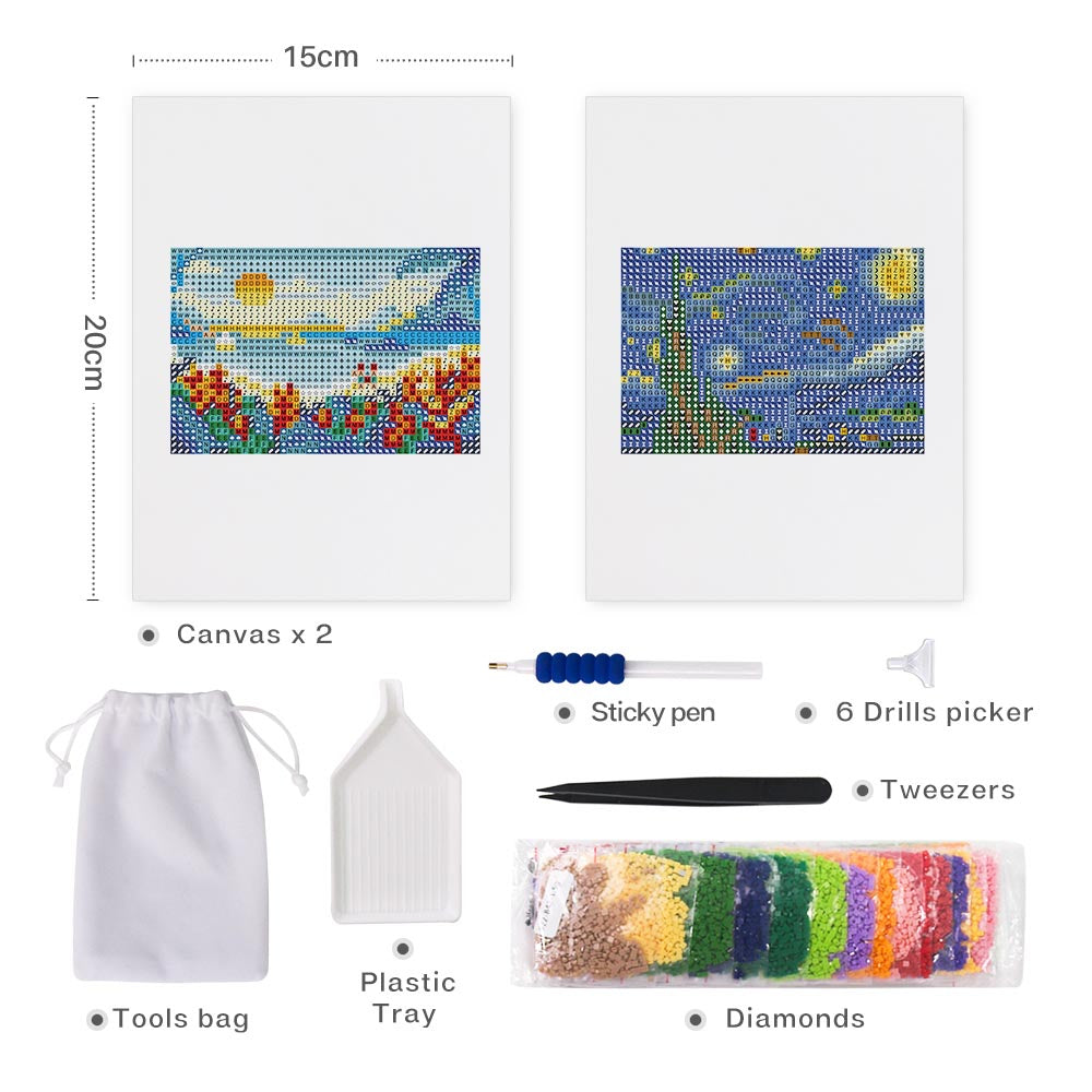 Diamond Painting - 2 Mini-Paintings | Day & Night Skies