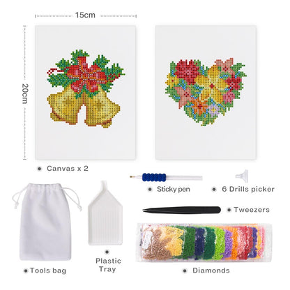Diamond Painting - 2 Mini-Paintings | Festive Love & Bells