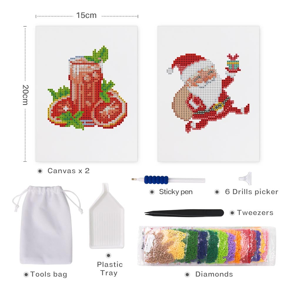 Diamond Painting - 2 Mini-Paintings | Christmas Drink & Santa Claus