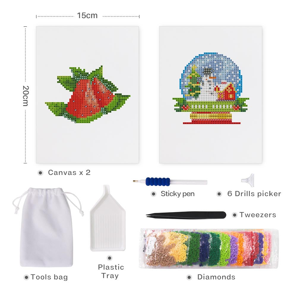 Diamond Painting - 2 Mini-Paintings | Summer & Snowglobe