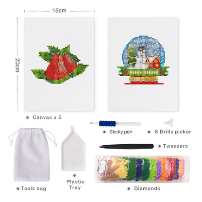 Diamond Painting - 2 Mini-Paintings | Summer & Snowglobe